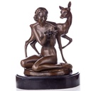 Bronzeskulptur Bronzefigur Frau mit Reh