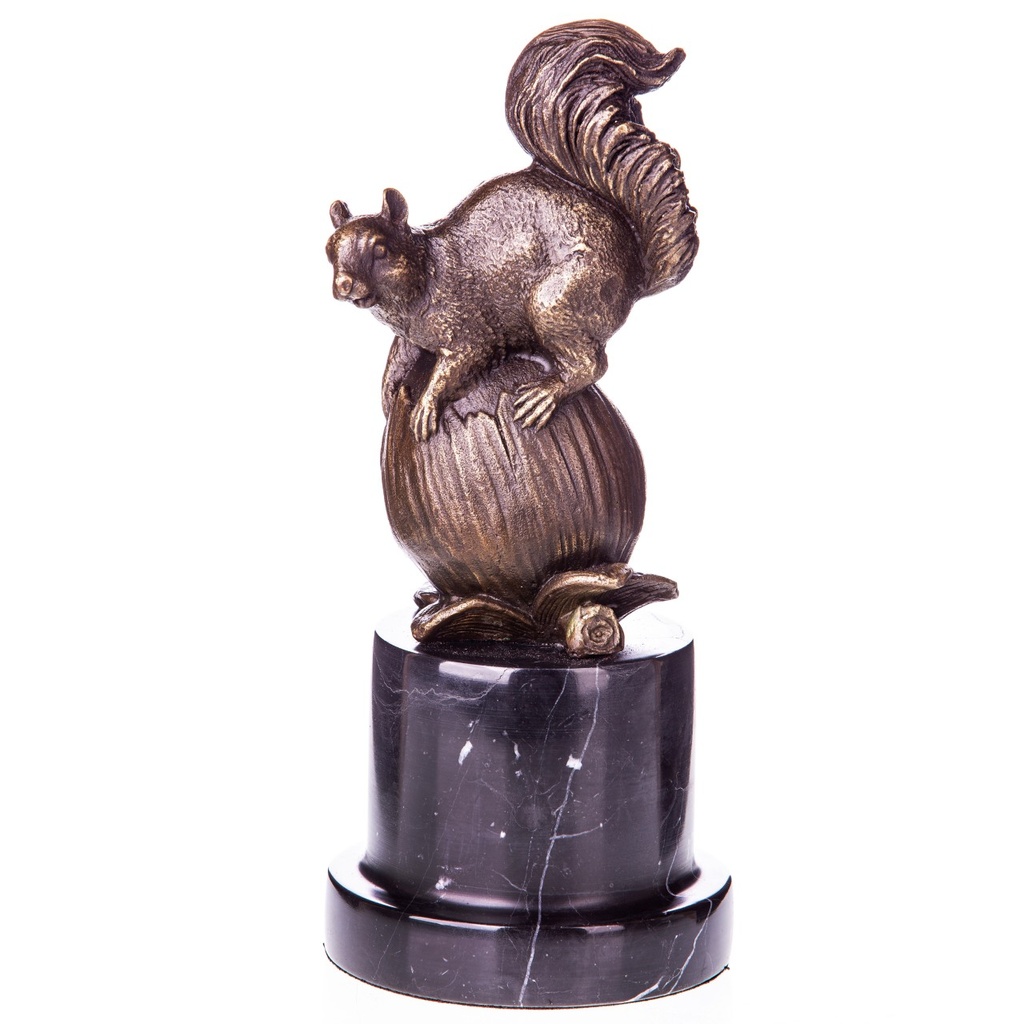 [LA-1822169] Bronzeskulptur Bronzefigur Eichhörnchen