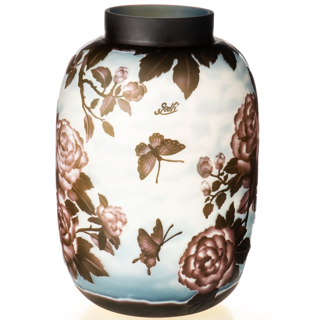 [LA-1822212] Handgefertigte Kameoglas Vase signiert Gallé und Tip