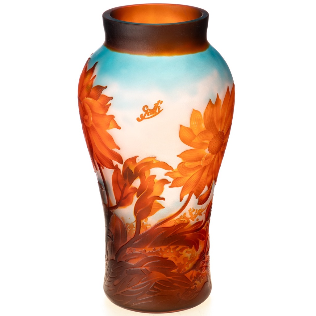 [LA-1822213] Handgefertigte Kameoglas Vase signiert Gallé und Tip