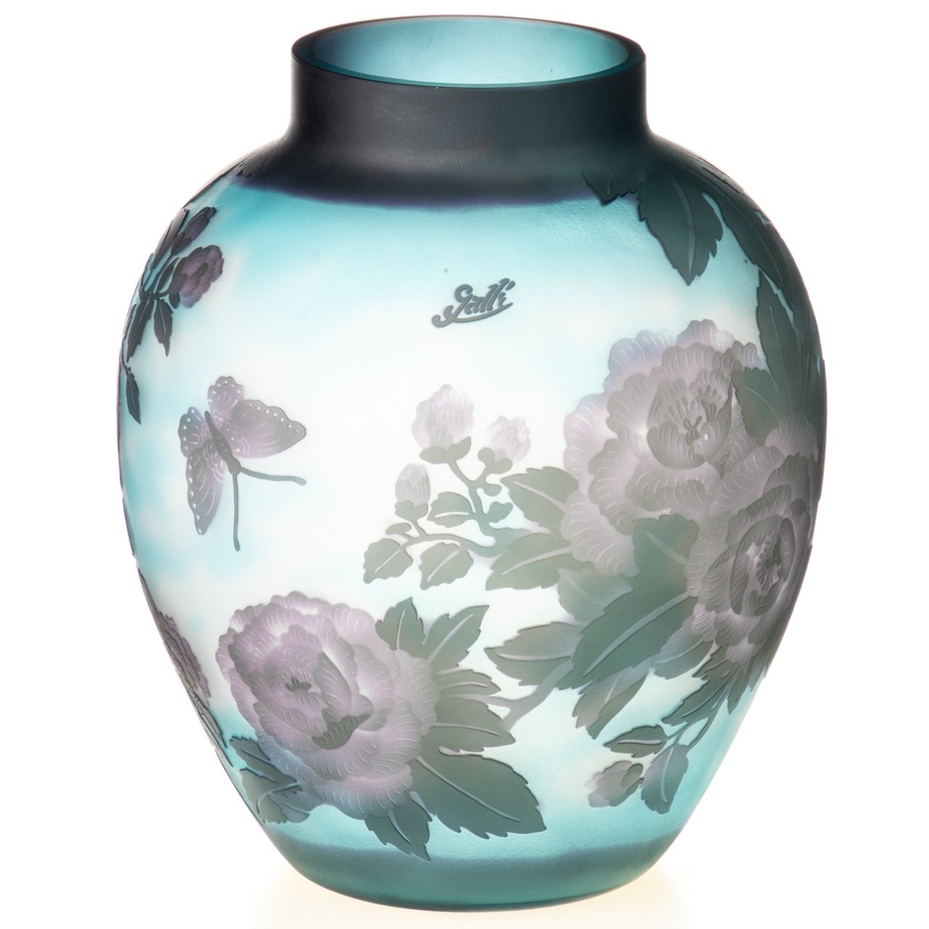 [LA-1822217] Handgefertigte Kameoglas Vase signiert Gallé und Tip