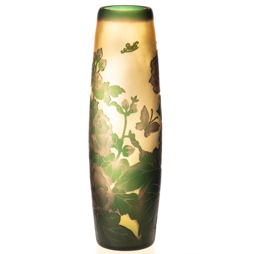 [LA-1822218] Handgefertigte Kameoglas Vase signiert Gallé und Tip