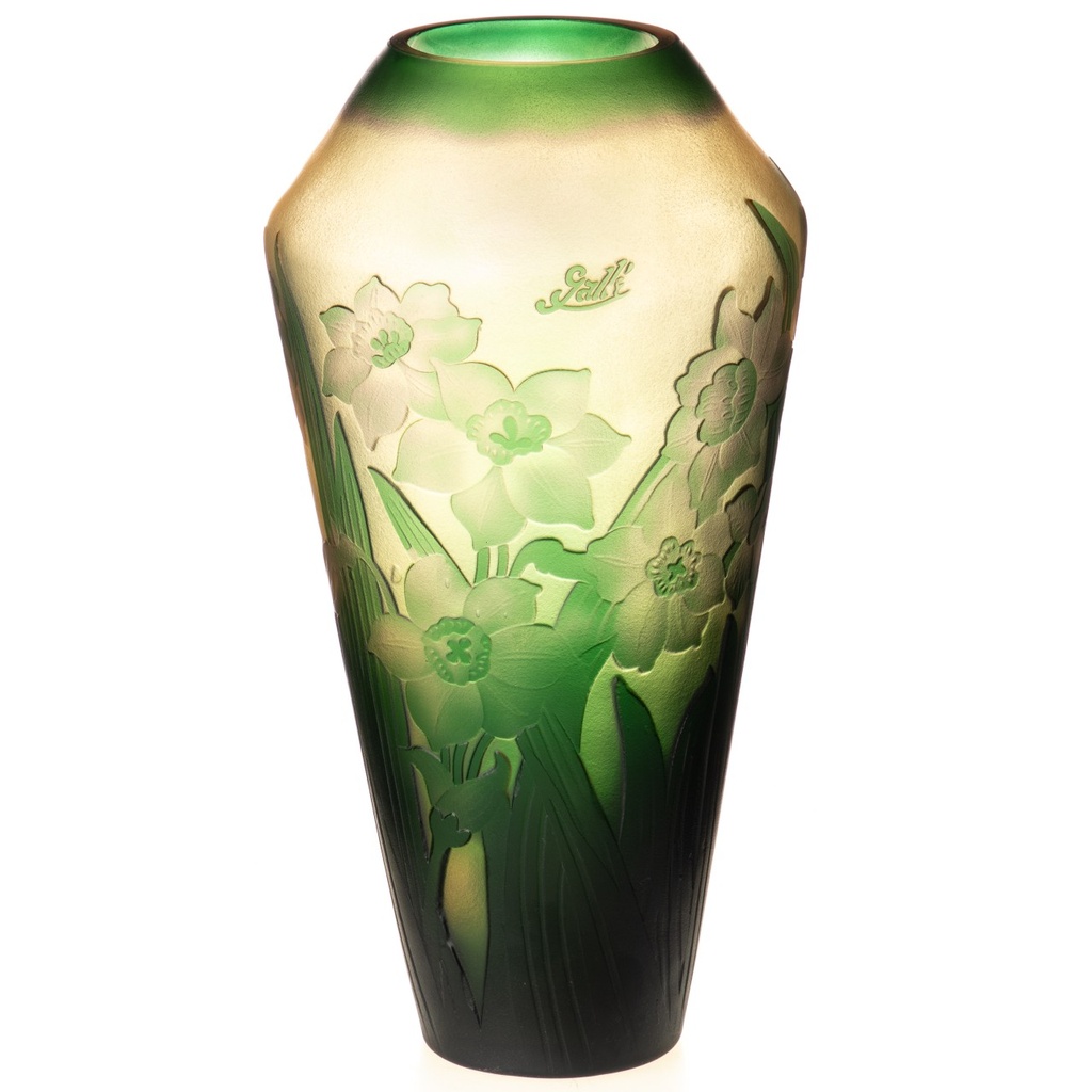 [LA-1822219] Handgefertigte Kameoglas Vase signiert Gallé und Tip