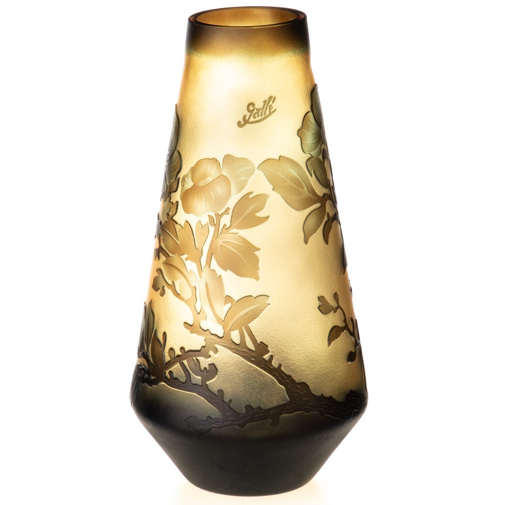 [LA-1822220] Handgefertigte Kameoglas Vase signiert Gallé und Tip