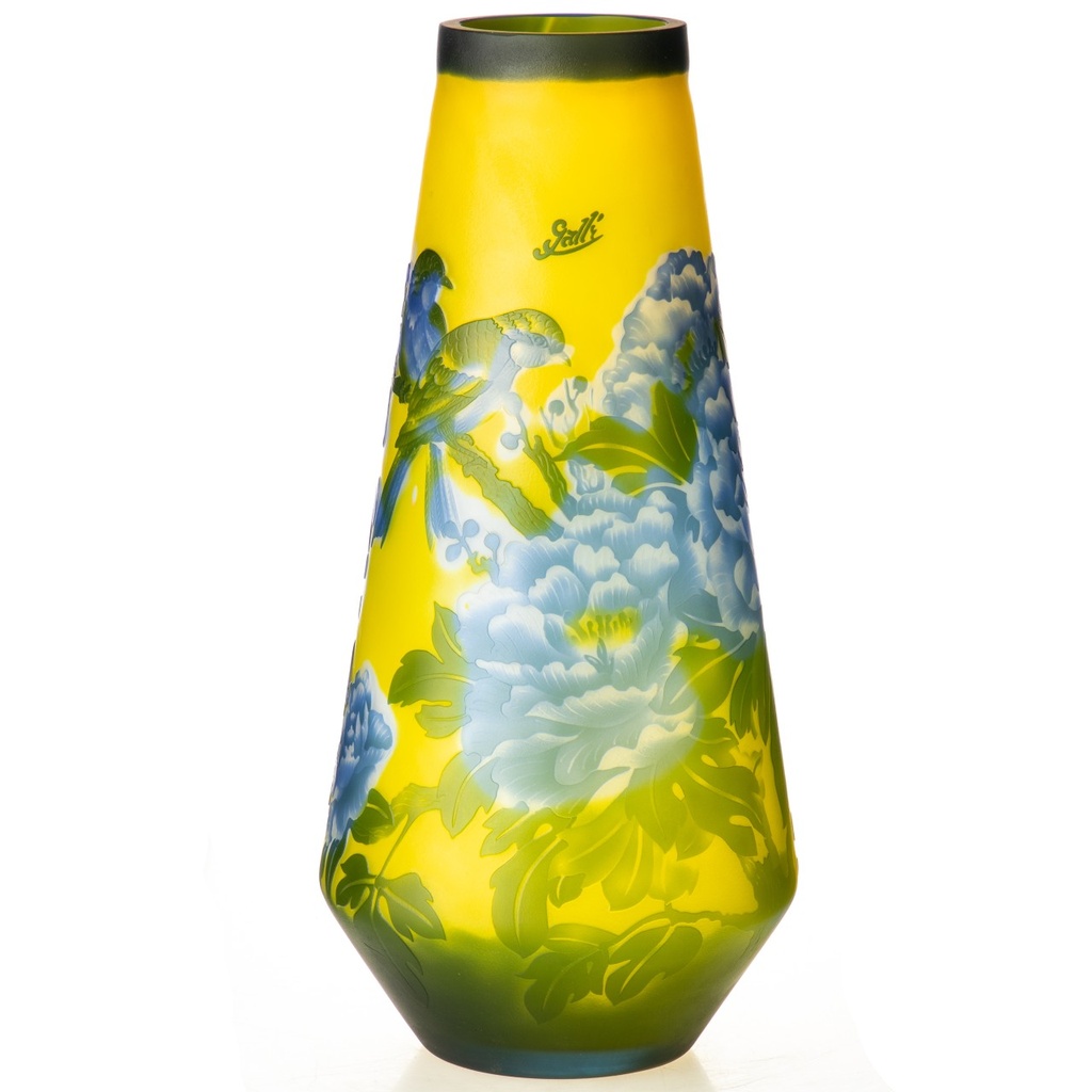[LA-1822221] Handgefertigte Kameoglas Vase signiert Gallé und Tip