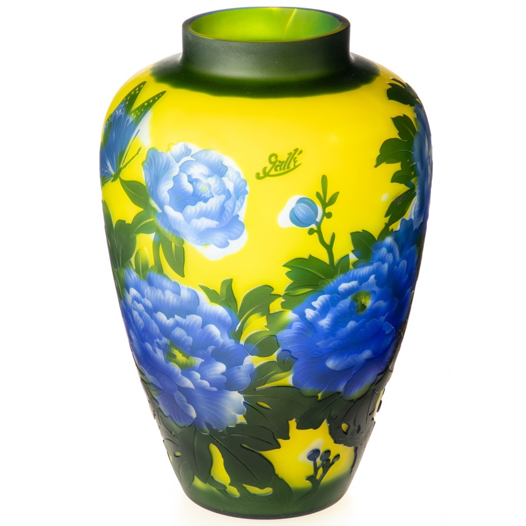 [LA-1822222] Handgefertigte Kameoglas Vase signiert Gallé und Tip