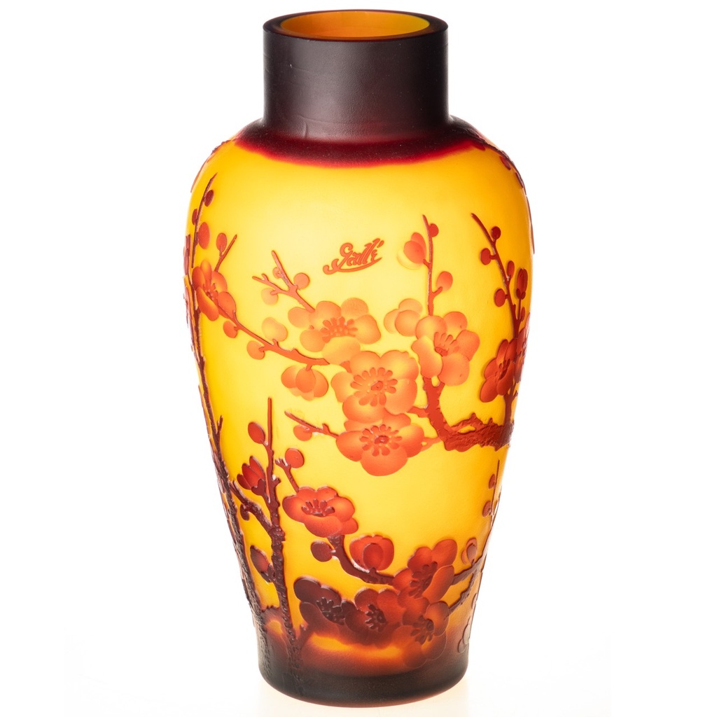 [LA-1822226] Handgefertigte Kameoglas Vase signiert Gallé und Tip