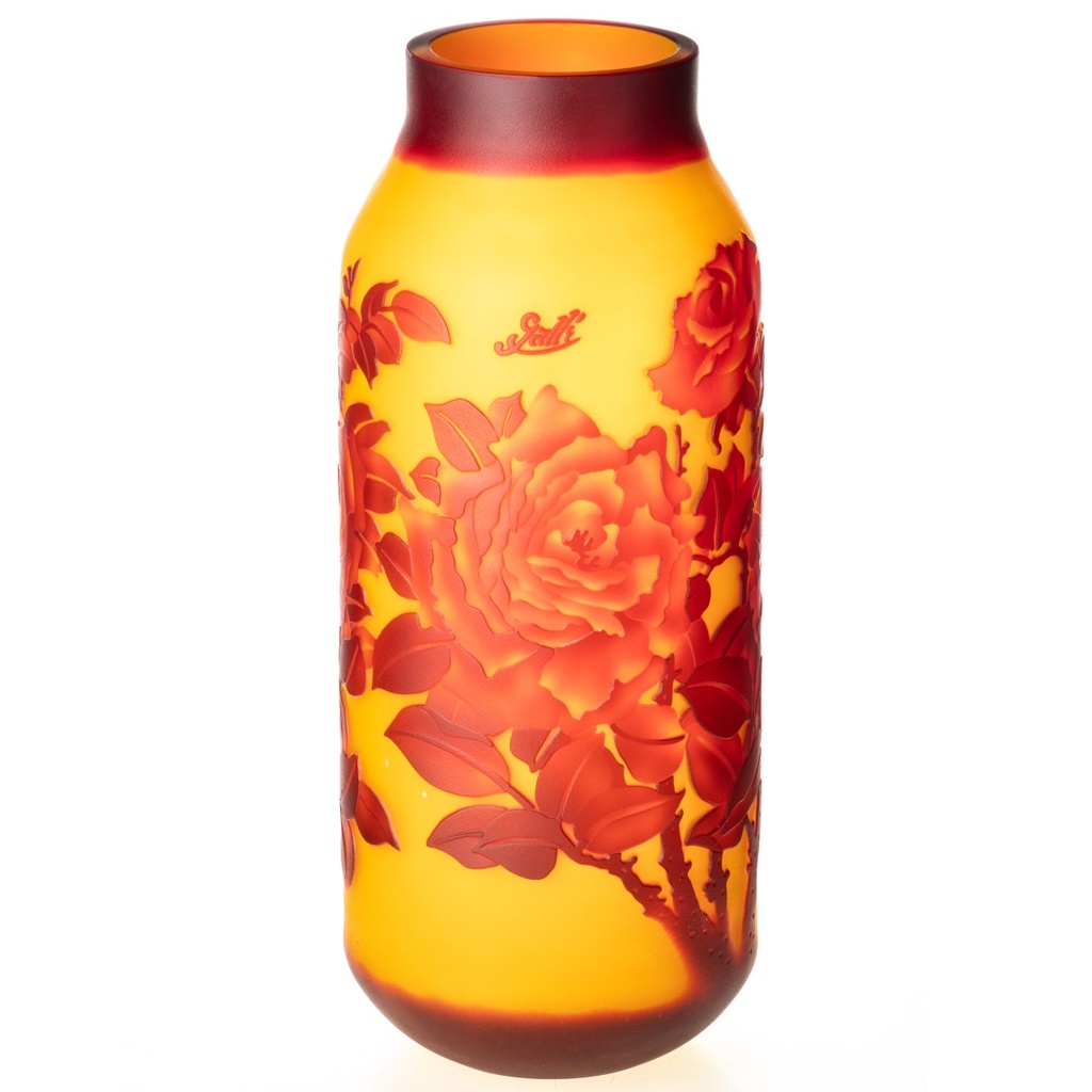 [LA-1822227] Handgefertigte Kameoglas Vase signiert Gallé und Tip