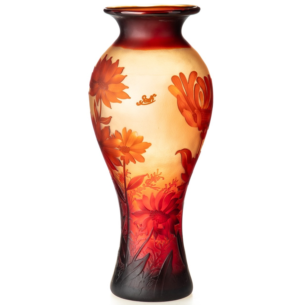 [LA-1822229] Handgefertigte Kameoglas Vase signiert Gallé und Tip