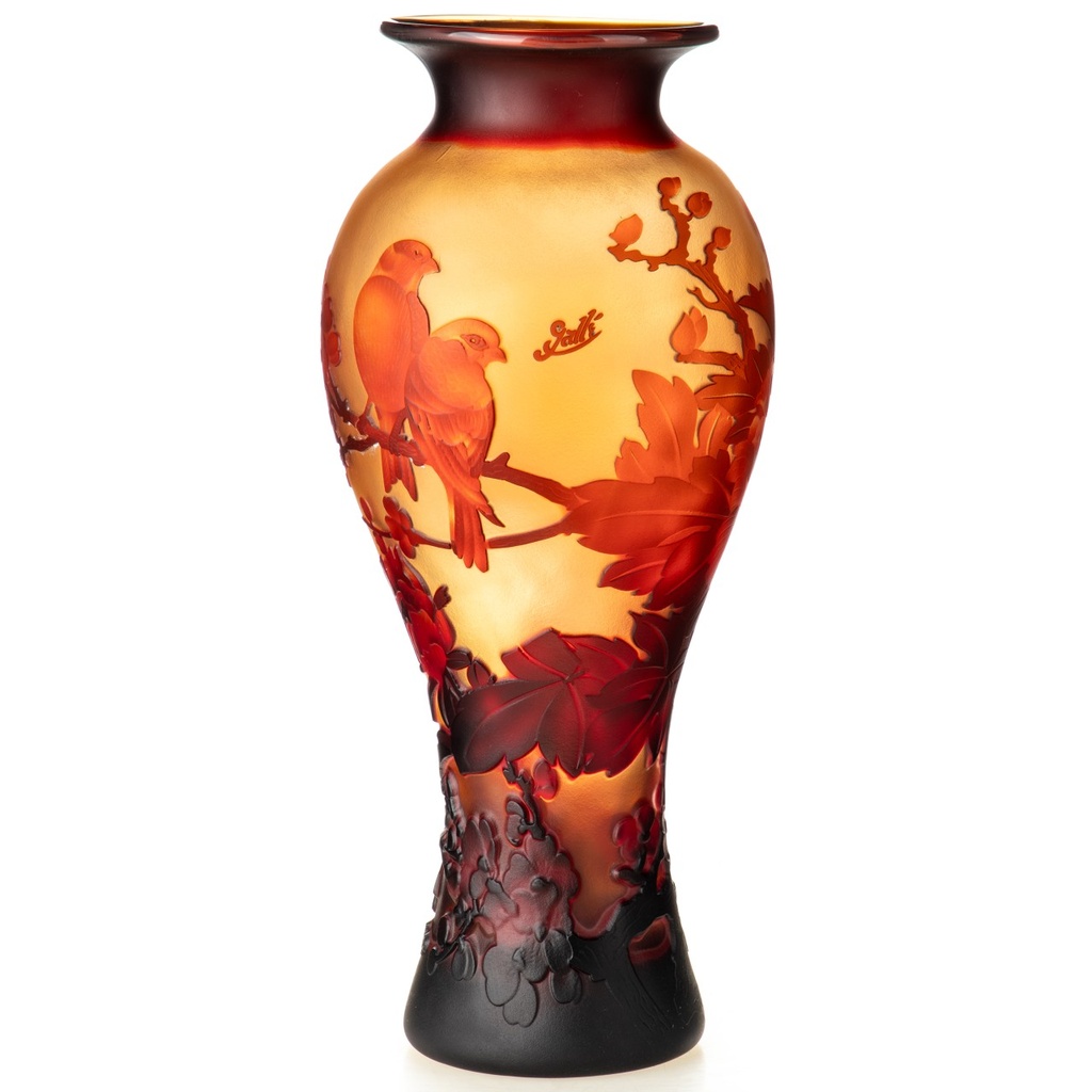 [LA-1822230] Handgefertigte Kameoglas Vase signiert Gallé und Tip