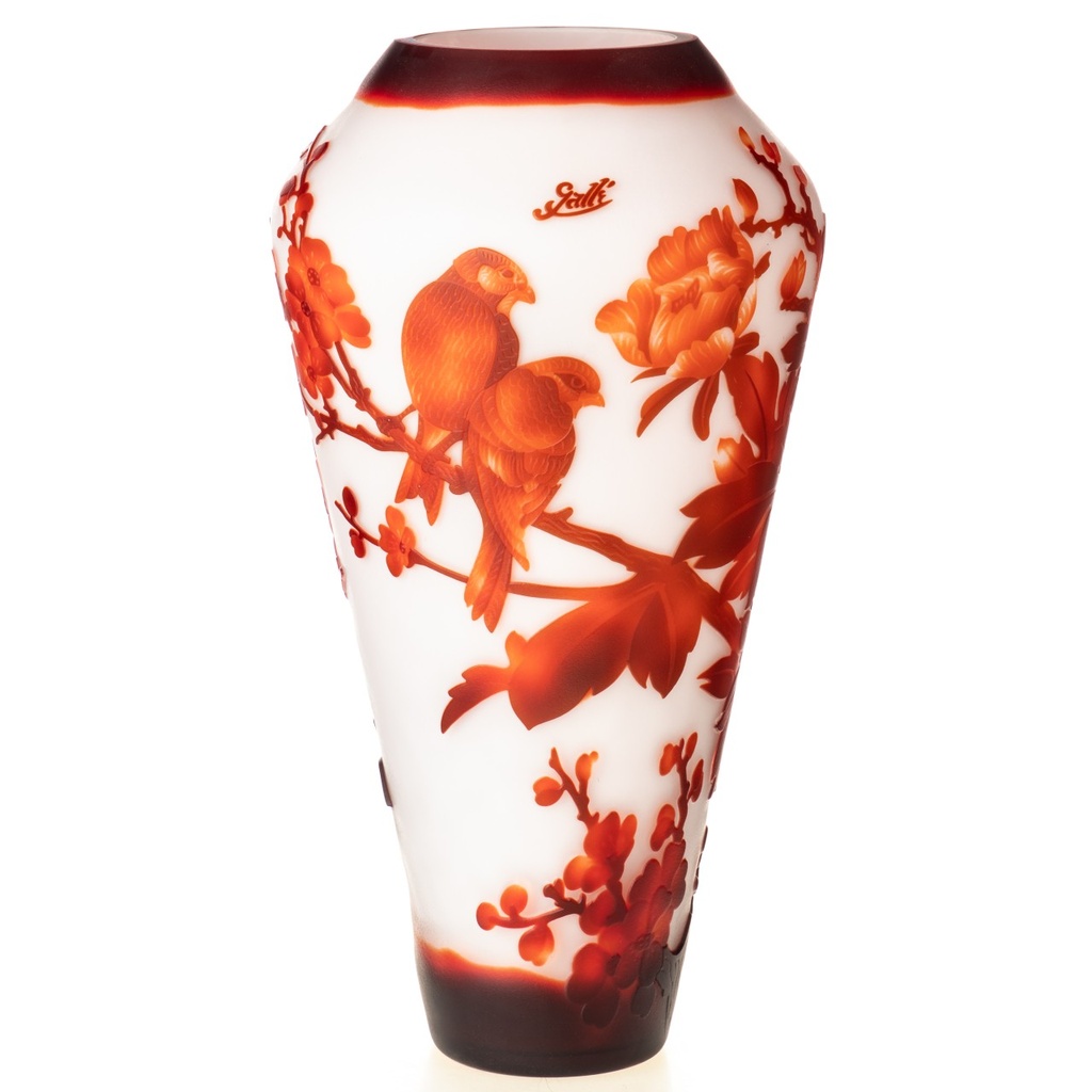 [LA-1822231] Handgefertigte Kameoglas Vase signiert Gallé und Tip