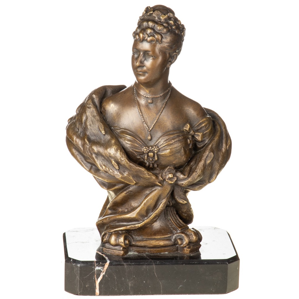 [LA-1822300] Bronzeskulptur Bronzefigur Büste Auguste Viktoria, Gemahlin Wilhelms II. und die letzte Deutsche Kaiserin und Königin von Preußen