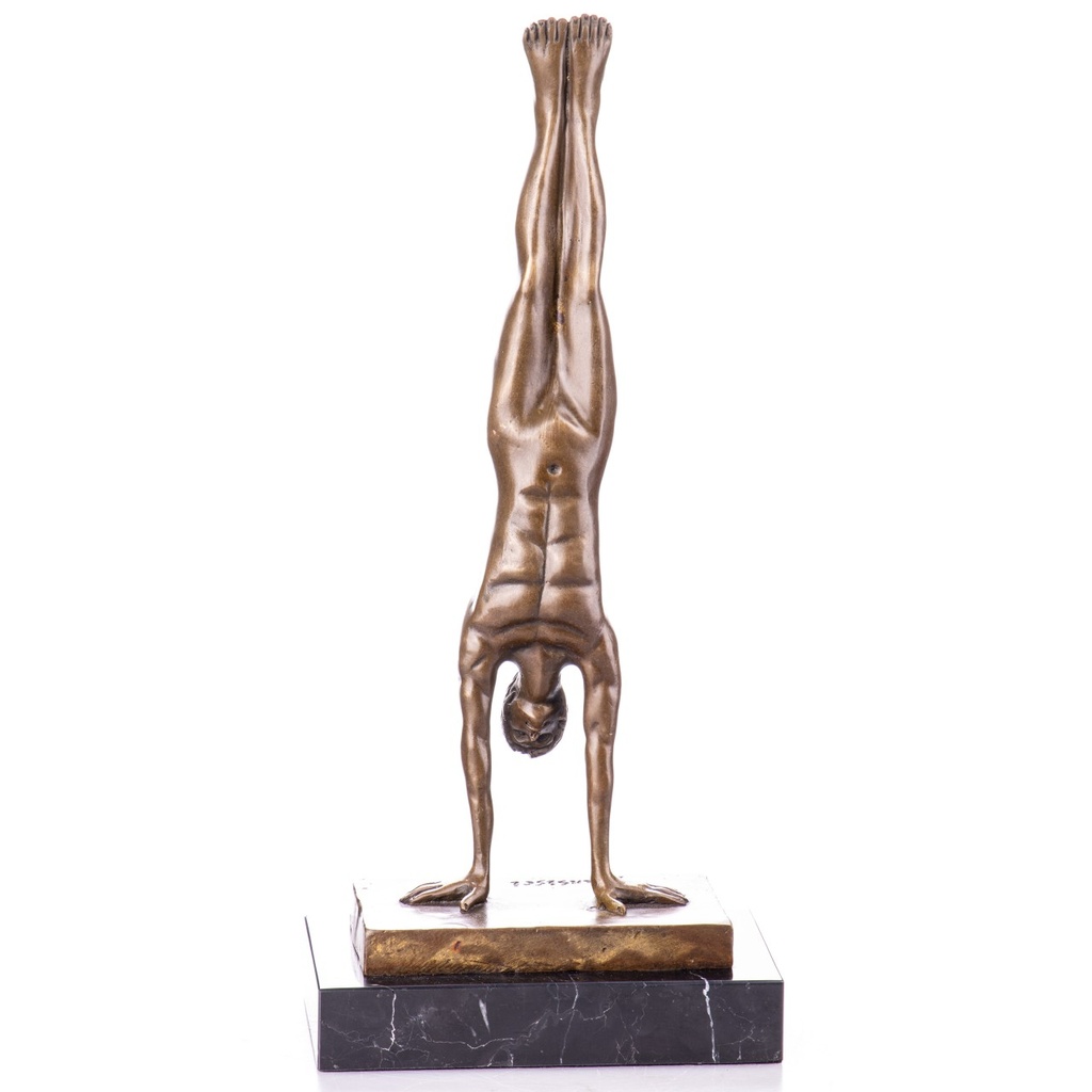 [LA-1822310] Bronzeskulptur Bronzefigur Mann im Handstand