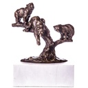 Bronzeskulptur Bronzefigur Bärenfamilie auf Baum