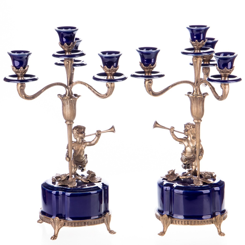 [LA-1822347] Porzellan mit Bronze Kerzenleuchter Set/2