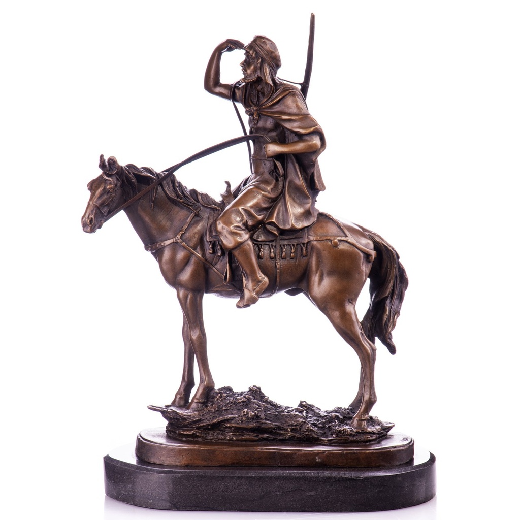 [LA-1822353] Bronzeskulptur Bronzefigur Arabischer Reiter mit Pferd