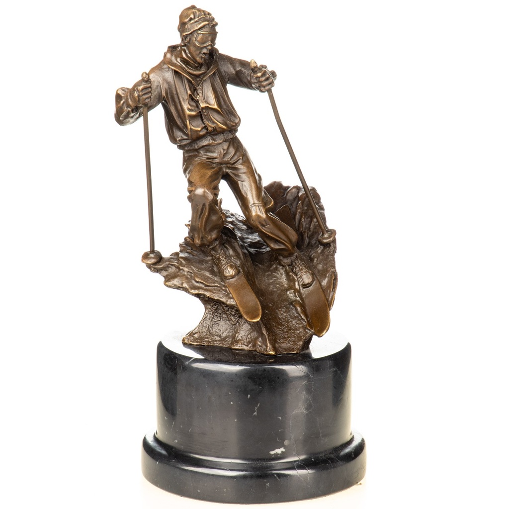 [LA-1822362] Bronzeskulptur Bronzefigur Skifahrer