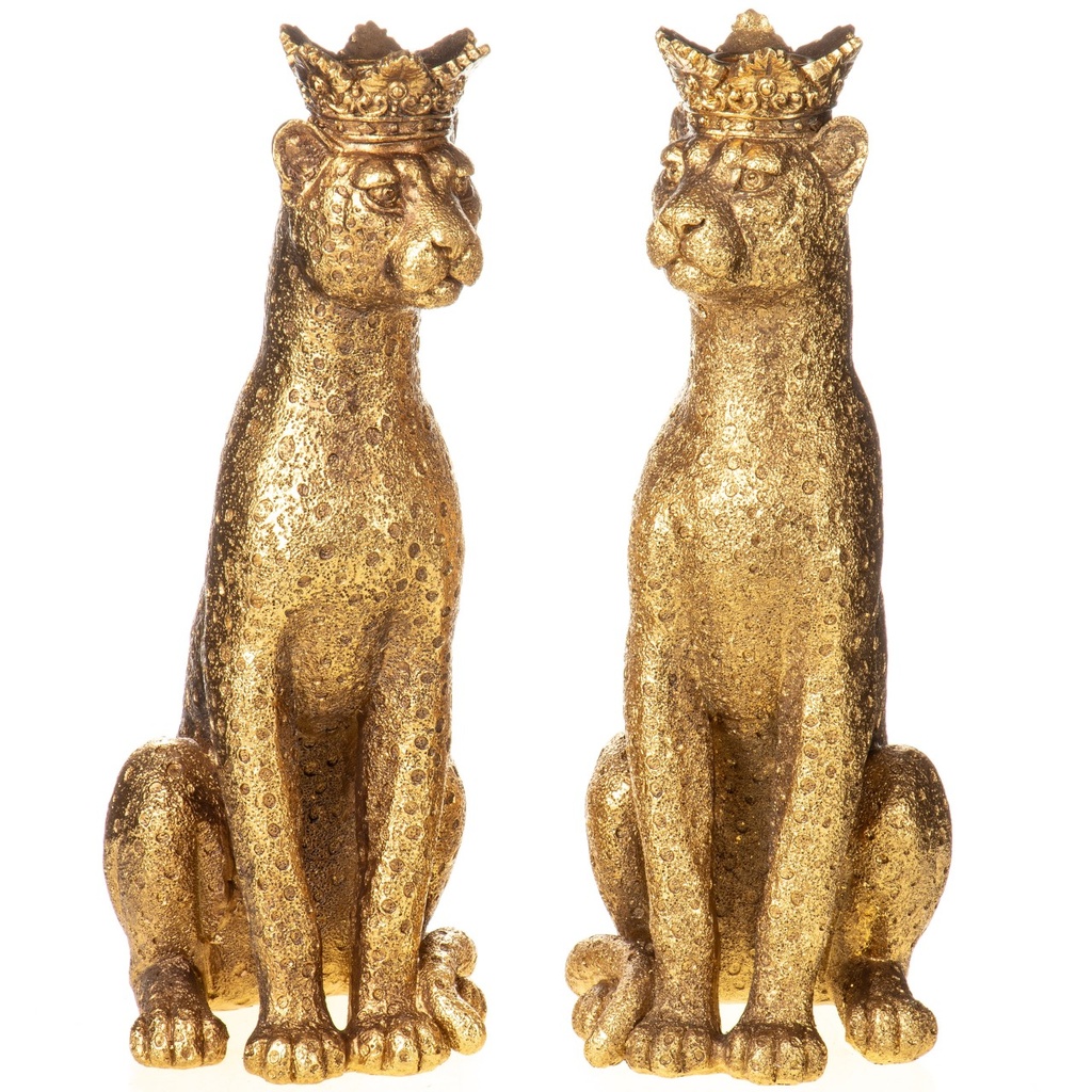 [LA-1822374] Polyresinfigur Kerzenständer Set/2 Leoparden