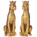 Polyresinfigur Kerzenständer Set/2 Leoparden