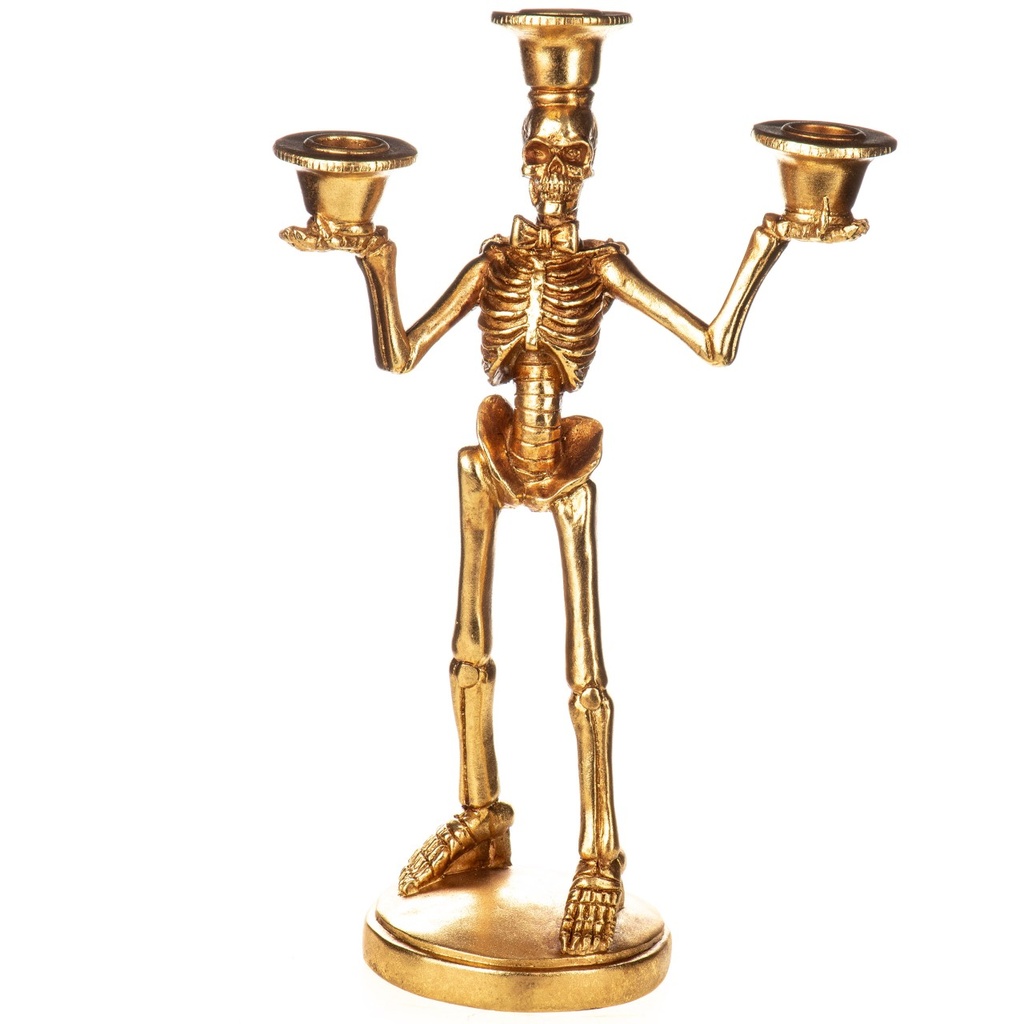 [LA-1822376] Polyresinfigur Kerzenständer Skelett