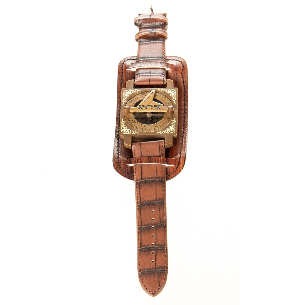 [LA-1822392] Messing Kompass mit Lederarmband