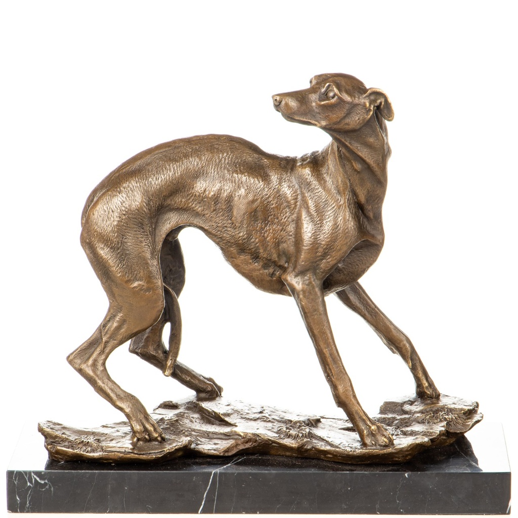[LA-1822397] Bronzeskulptur Bronzefigur Windhund