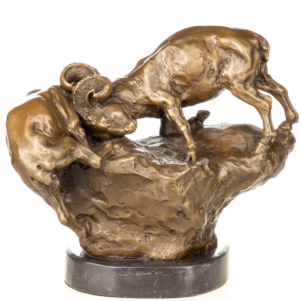 [LA-1822410] Bronzeskulptur Bronzefigur Steinböcke