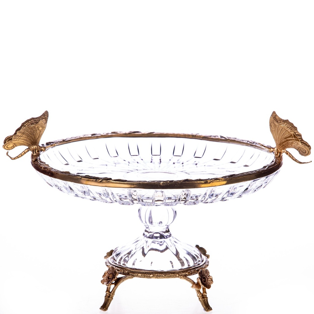 [LA-1822476] Glas mit Bronze Schale mit Schmetterlingen