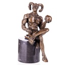 Bronzeskulptur Bronzefigur Teufel mit Totenkopf