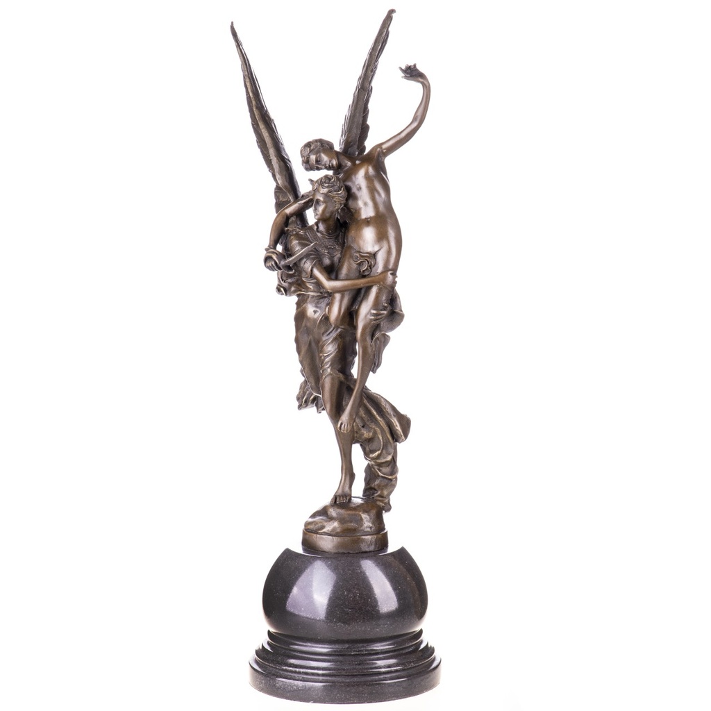 [LA-1822483] Mythologische Bronzefigur Engel mit Mann Gloria Victis nach Mercié
