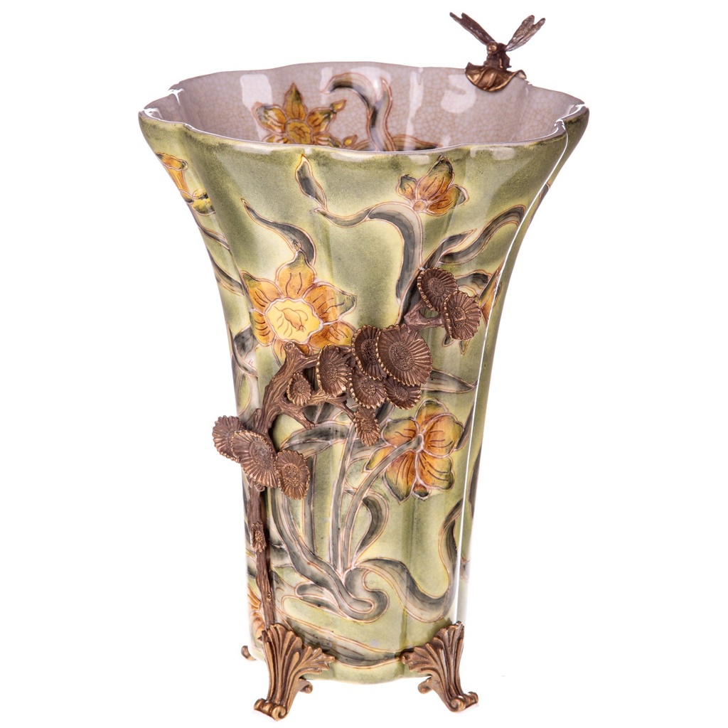 [LA-1822493] Porzellan mit Bronze Vase mit Libelle