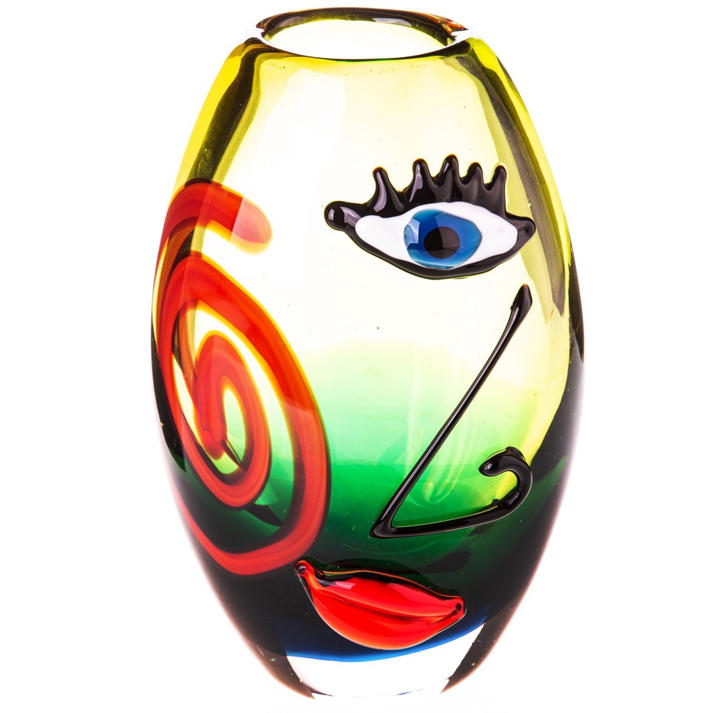 [LA-1822502] Murano-Stil Glas Vase mit Gesicht