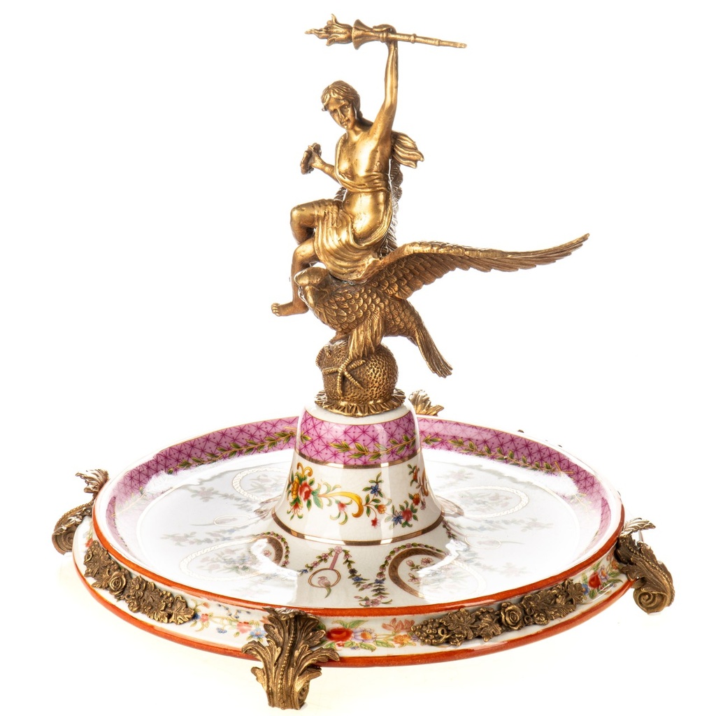 [LA-1822522] Porzellan mit Bronze Schale / Tafelaufsatz mit Frau auf Adler