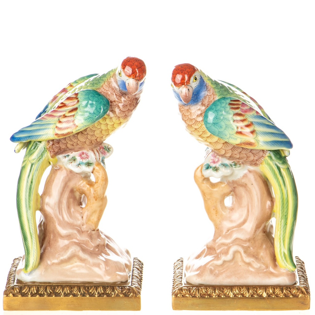 [LA-1822529] Porzellan mit Bronze Papageien Set / 2