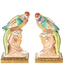 Porzellan mit Bronze Papageien Set / 2