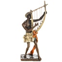 Farbige Bronzefigur Wiener Art Arabischer Musiker mit Harfe