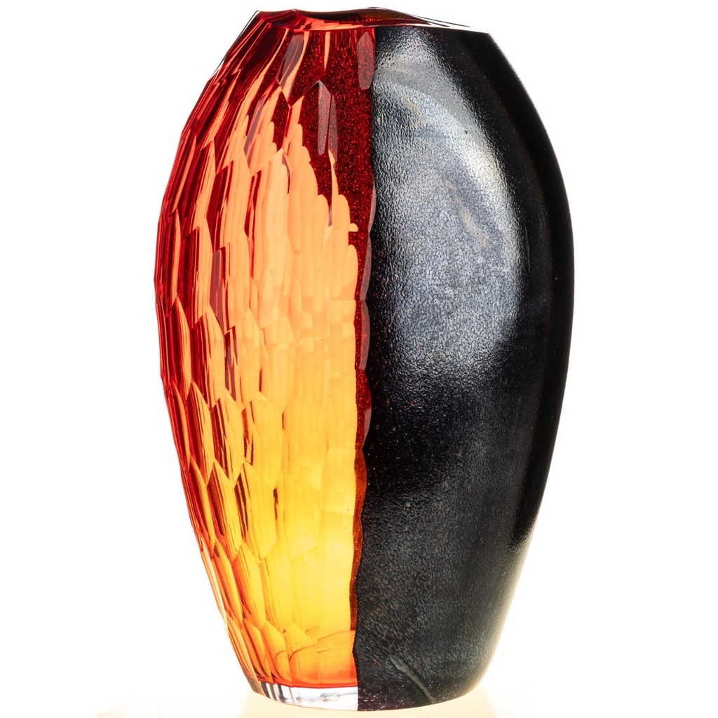 [LA-1822578] Dickwandig mundgeblasene und handgeschliffene Vase Kristallin Bohême