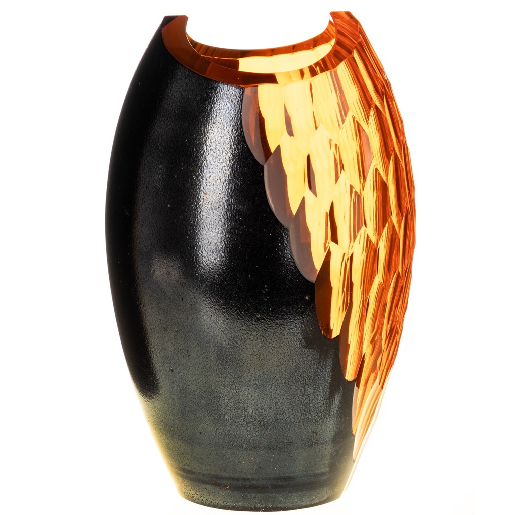 [LA-1822584] Dickwandig mundgeblasene und handgeschliffene Vase Kristallin Bohême