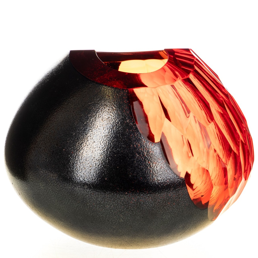 [LA-1822585] Dickwandig mundgeblasene und handgeschliffene Vase Kristallin Bohême