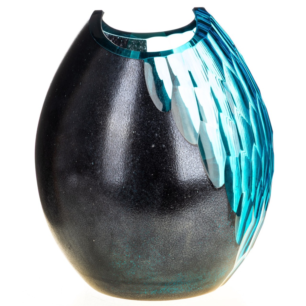 [LA-1822586] Dickwandig mundgeblasene und handgeschliffene Vase Kristallin Bohême