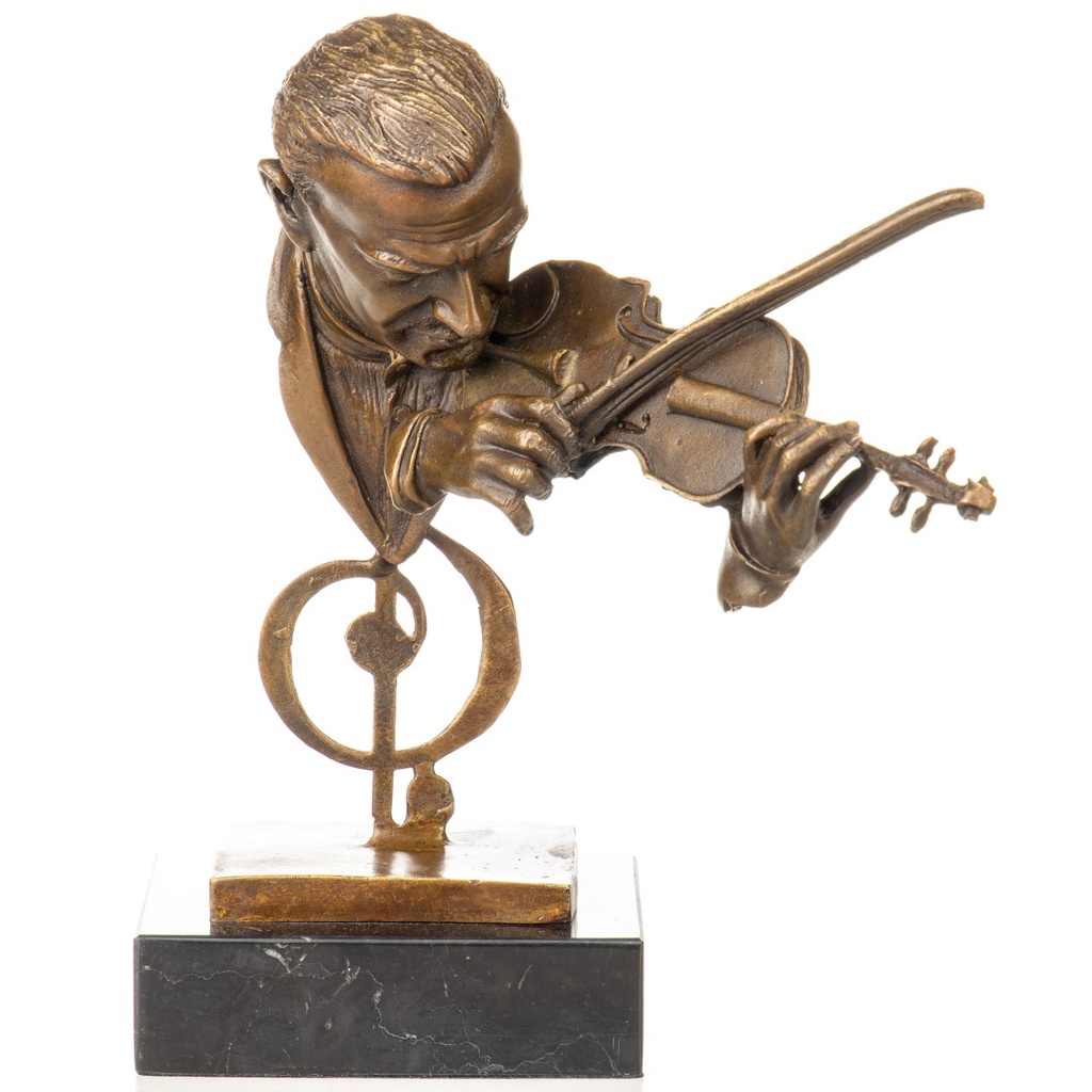 [LA-1822587] Bronzeskulptur Bronzefigur Büste Mann mit Geige