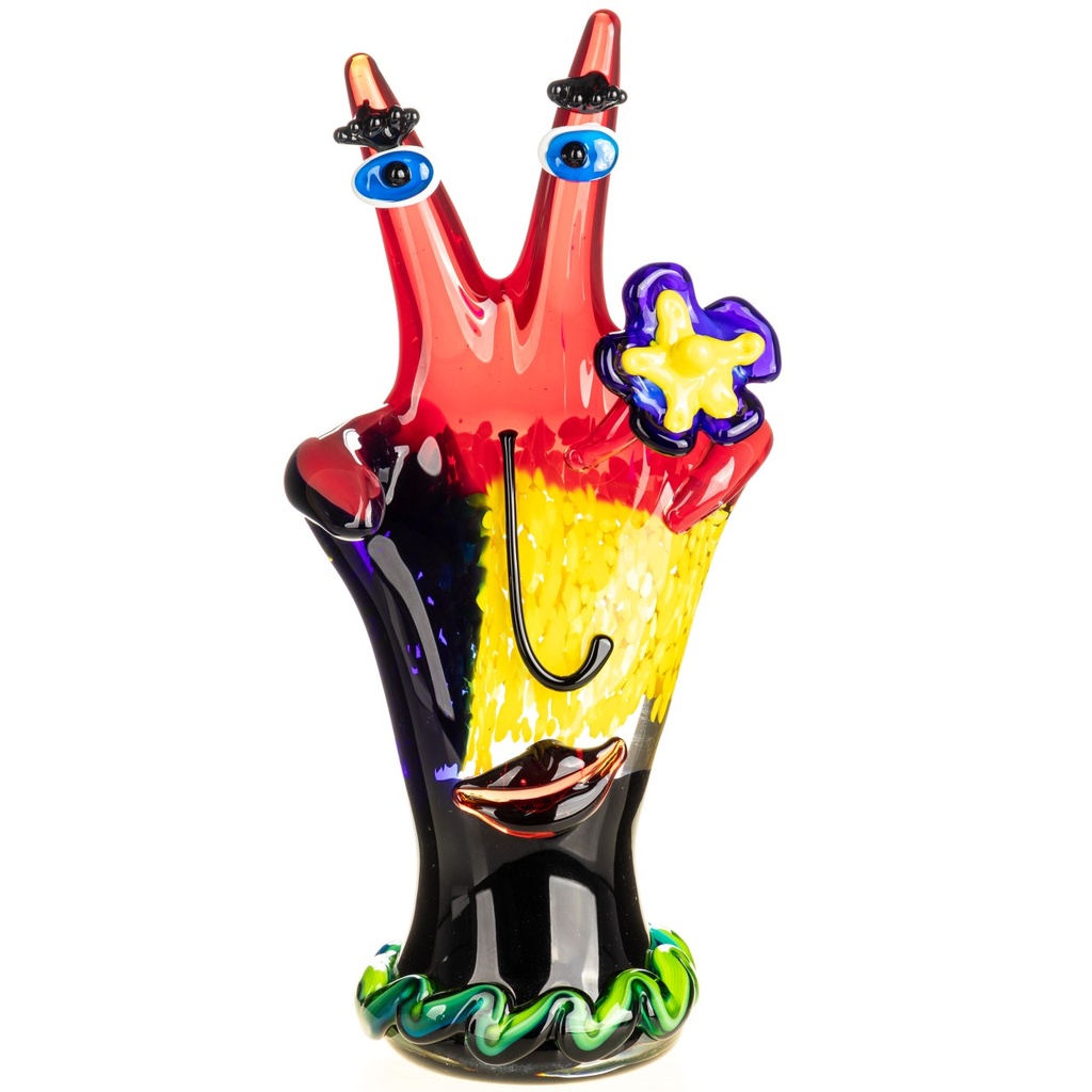 [LA-1822604] Murano-Stil Glas Skulptur Hand mit Gesicht