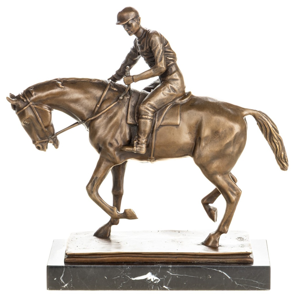 [LA-1822617] Bronzeskulptur Bronzefigur Pferd mit Reiter