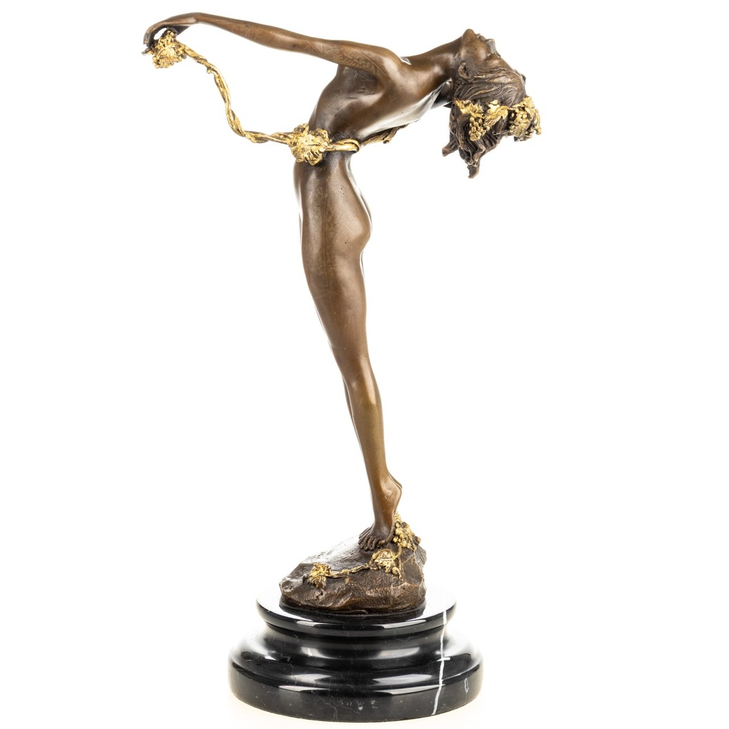 [LA-1822660] Jugendstil Bronzefigur The Vine weiblicher Akt mit Weinstock