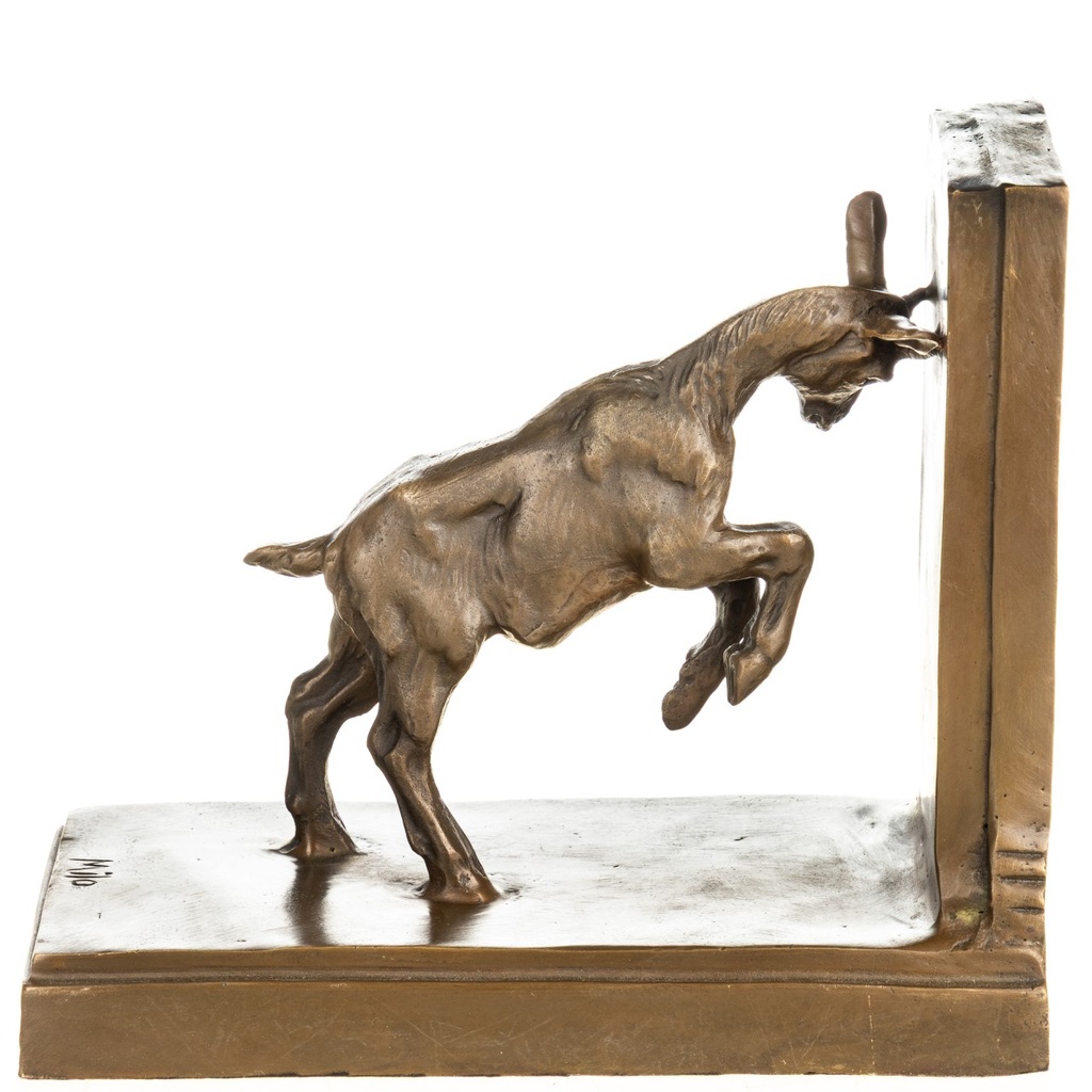 [LA-1822661] Bronzeskulptur Bronzefigur Buchstütze Ziege