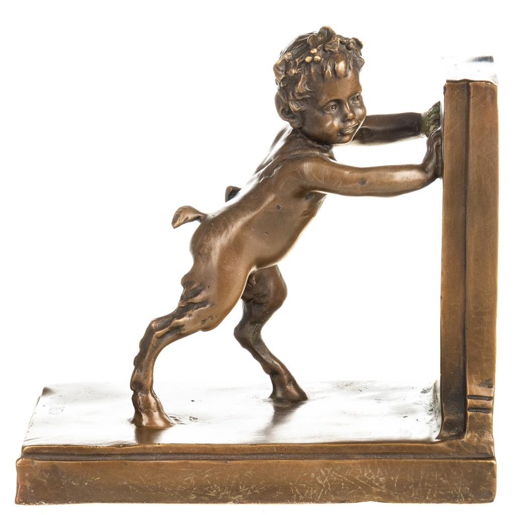 [LA-1822662] Bronzeskulptur Bronzefigur Buchstütze Satyr