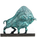 Grün Patinierte Bronzefigur Abstrakter Stier