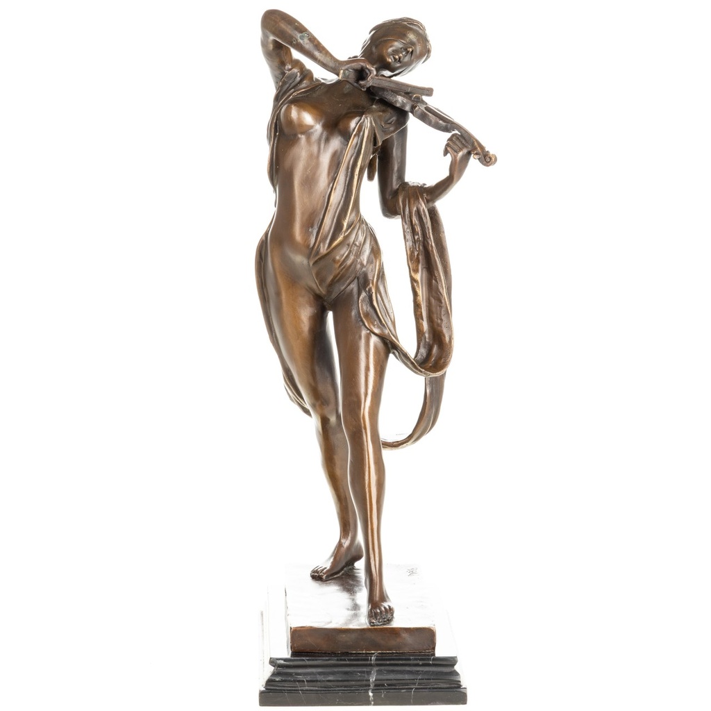 [LA-1822680] Bronzeskulptur Bronzefigur Weiblicher Akt mit Geige
