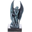Bronzeskulptur Bronzefigur Teufel mit Grüner Patina