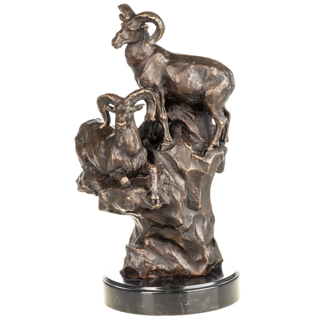 [LA-1822694] Bronzeskulptur Bronzefigur Steinböcke
